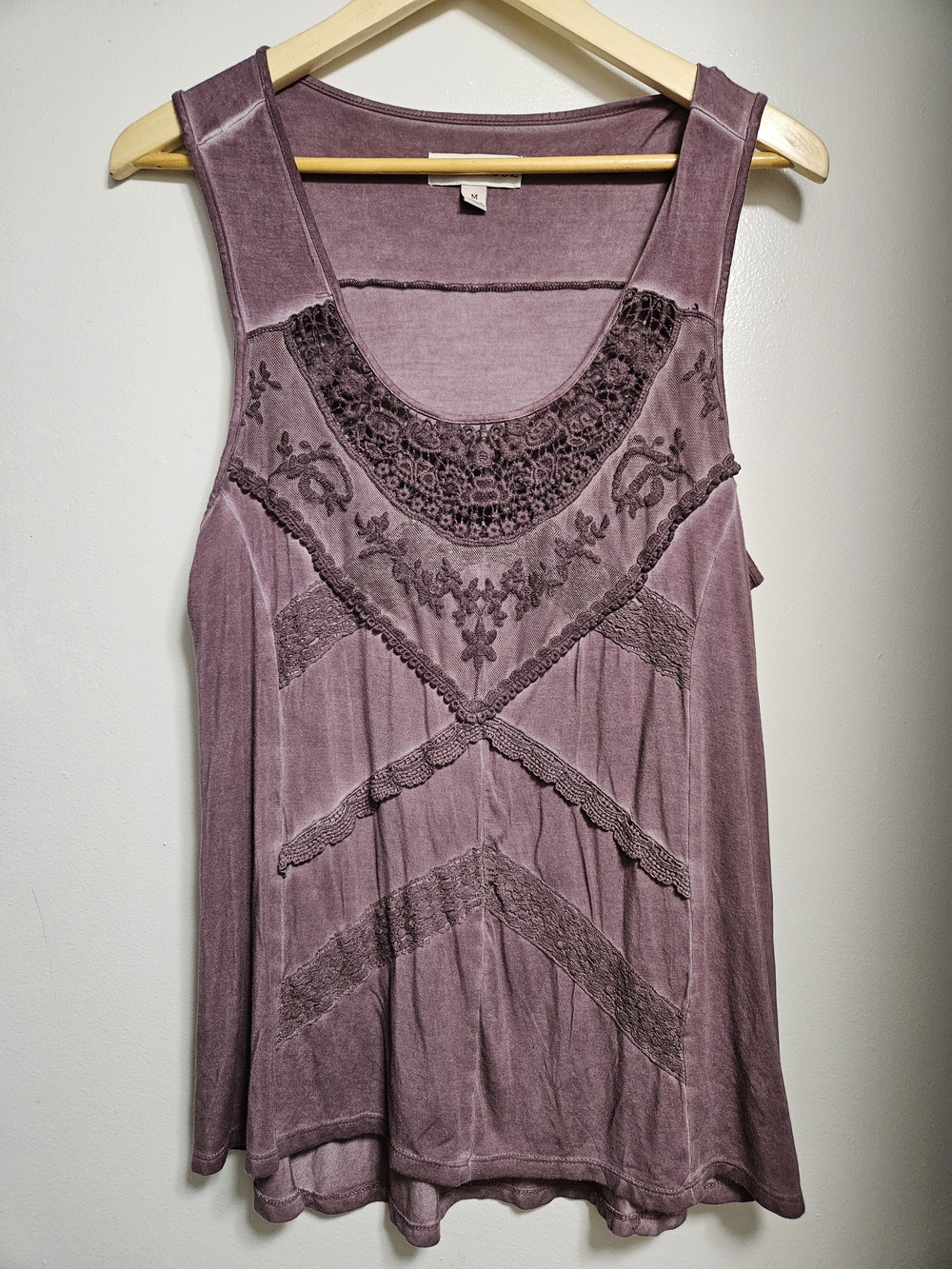 Knox Rose Purple  Lace-Accent Scoop Neck Tank